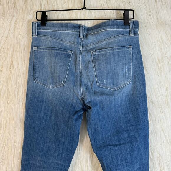 J. Brand Alana Fantasy High Rise Skinny Jeans Blue Distressed Cropped Size 30 - Picture 6 of 12